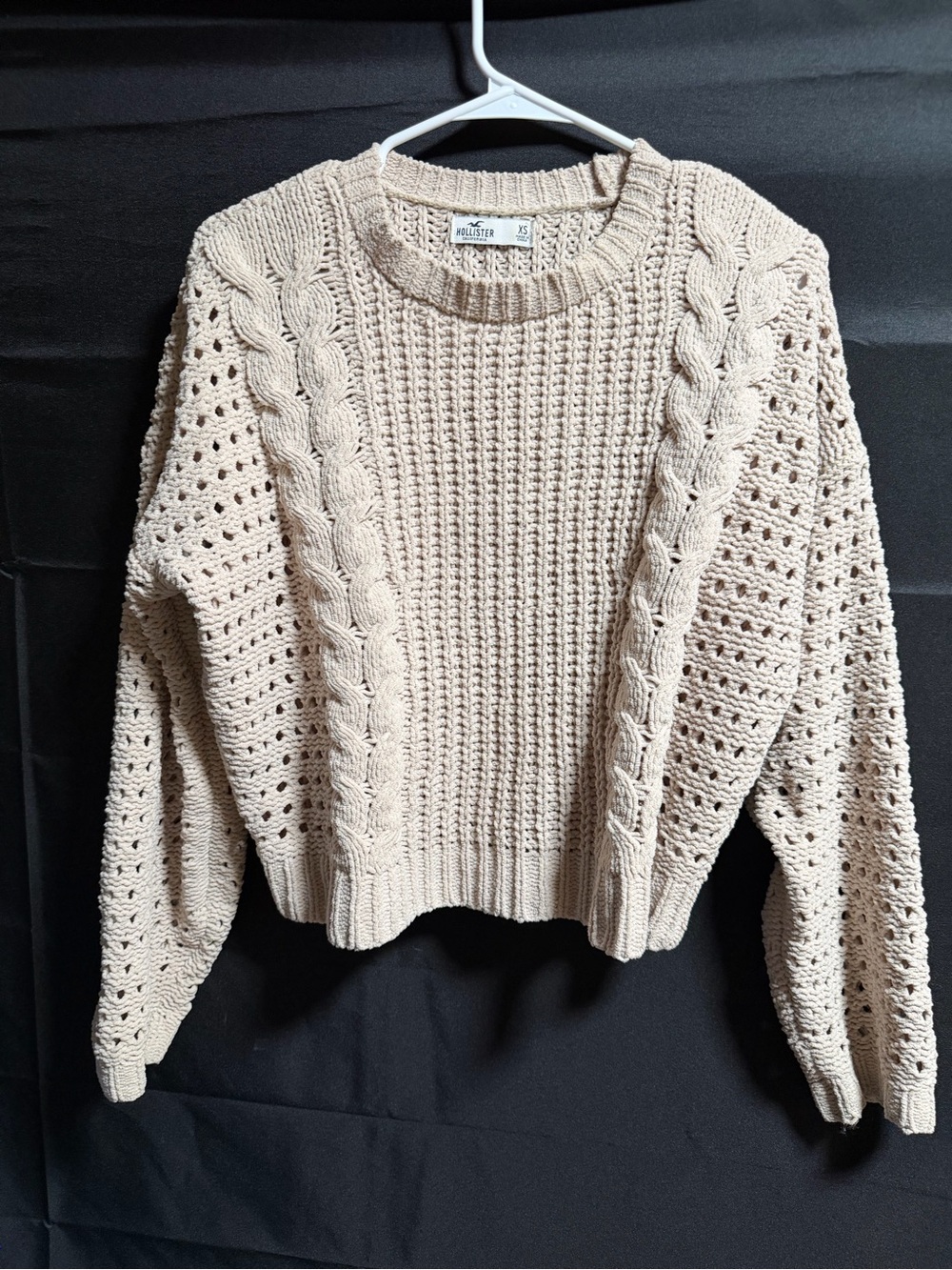 Hollister Cream Cable Knit Open Knit Sweater XS